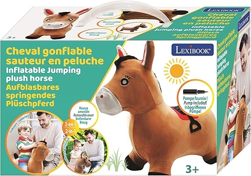 Miniatura 9 de LEXiBOOK BGP050 Caballo de salto inflable, bomba manual incluida, plástico seguro y duradero, marrón