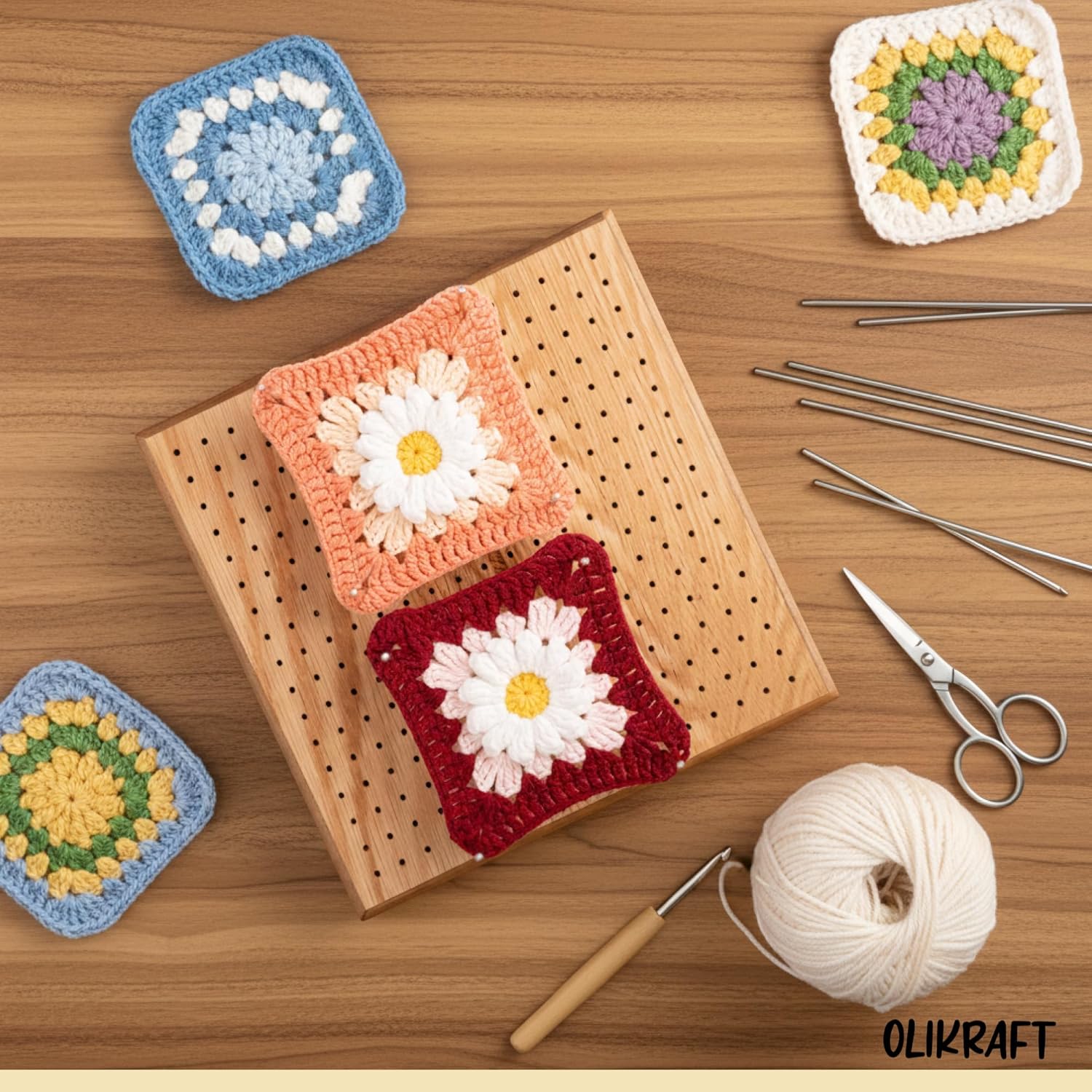 Olikraft 50 Pieces Stainless Steel Blocking Pins for Crochet Blocking Board - 6 Inches Crochet Pins