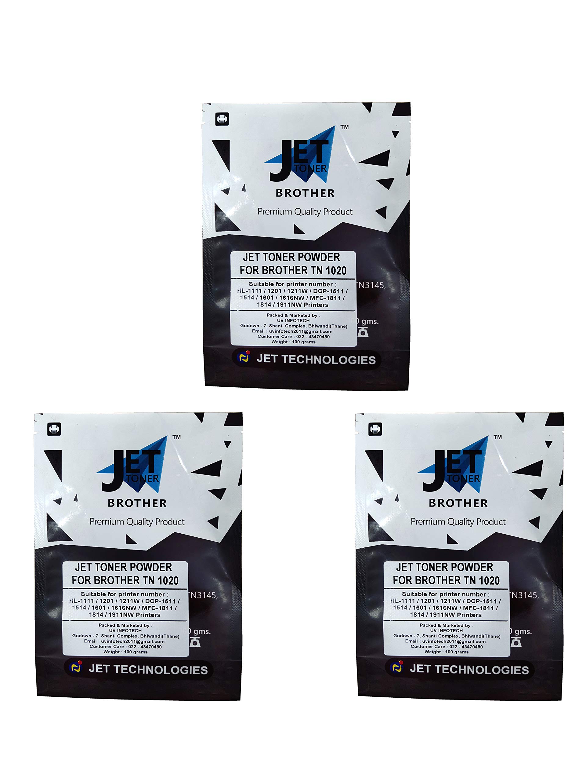 JET TONER TN1020 Toner Powder Compatible for Brother HL-1110 HL-1111 HL-1112 HL-1118 DCP-1510 DCP-1511 DCP-1512 DCP1518 MFC1810 MFC1811 MFC1813 MFC1815 MFC1818 Fuji-Xerox DP P115B Printers/Pack of 3 (B08TMPJ6K4) Amazon Price History, Amazon Price Tracker