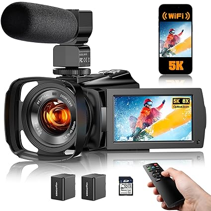 5K Video Camera Camcorder 8X Opitical Zoom Live Streaming Camera