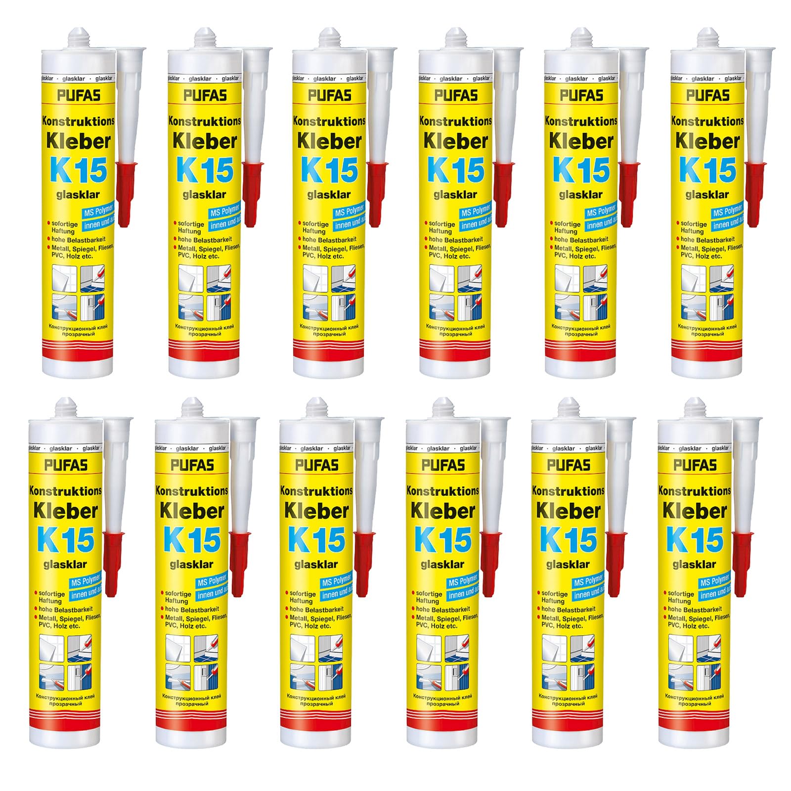 12 x Pufas Konstruktions-Kleber K15 300g