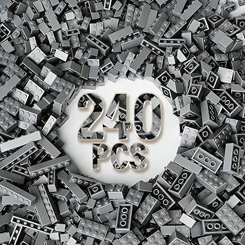 Bulk Building Bricks, Compatible with Lego and All Brands, 8 Sizes and A Variety of Colors to Mix and Match,Random Color 120, Dark Gray