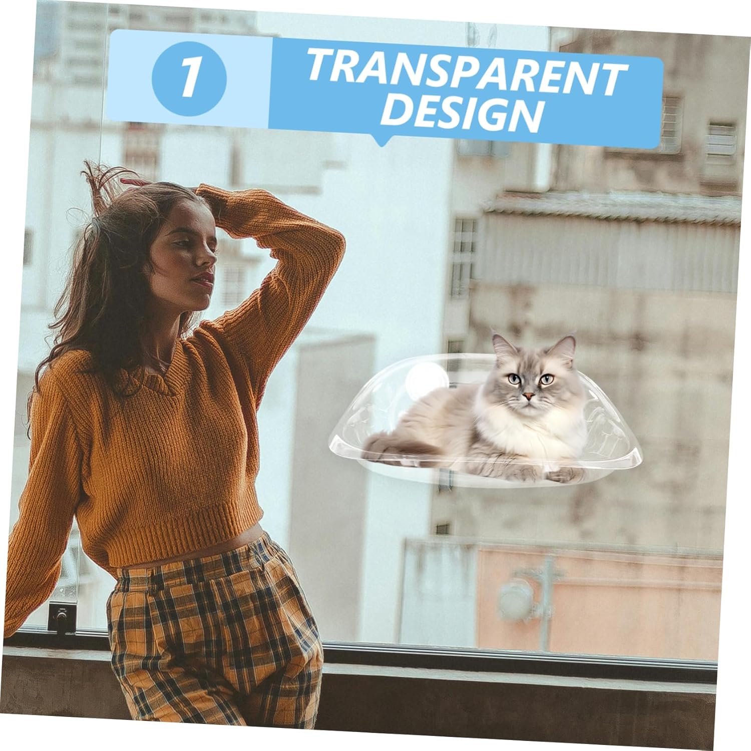 Cat Window Hammock Cups Transparent Hanging Bed for Cats Easy Installation for Window Perch for Indoor Use Climbing Nest