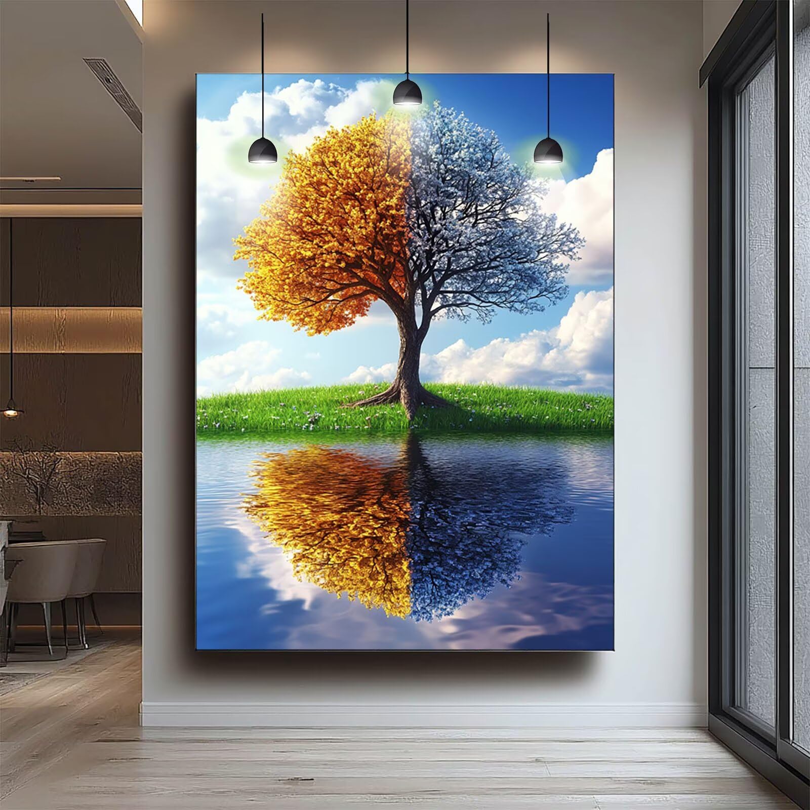 Malowanie numerami dla dorosłych roślina, płótno malarstwo cyfrowe dziecko początkujące drzewo, płótno pełny zestaw dla dorosłych 100 x 150 cm z pędzlami i akrylem, DIY Malowanie według numerów do