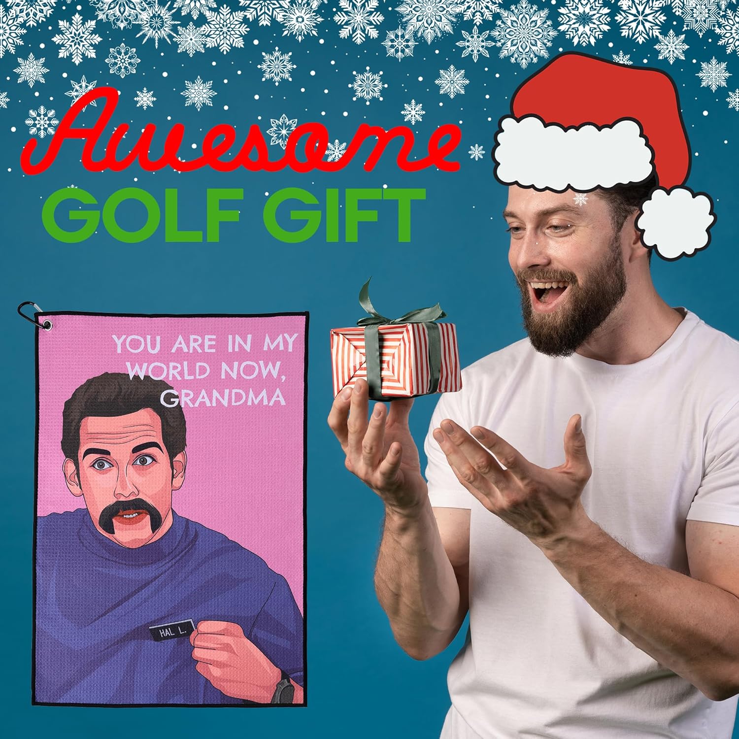 ZEETY Funny Golf Towel – 16" x 24" Premium Microfiber with Clip Holder for Golf Bags – Golf Accessories & Gifts for Men and Women (My World, Grandma) - Image 2