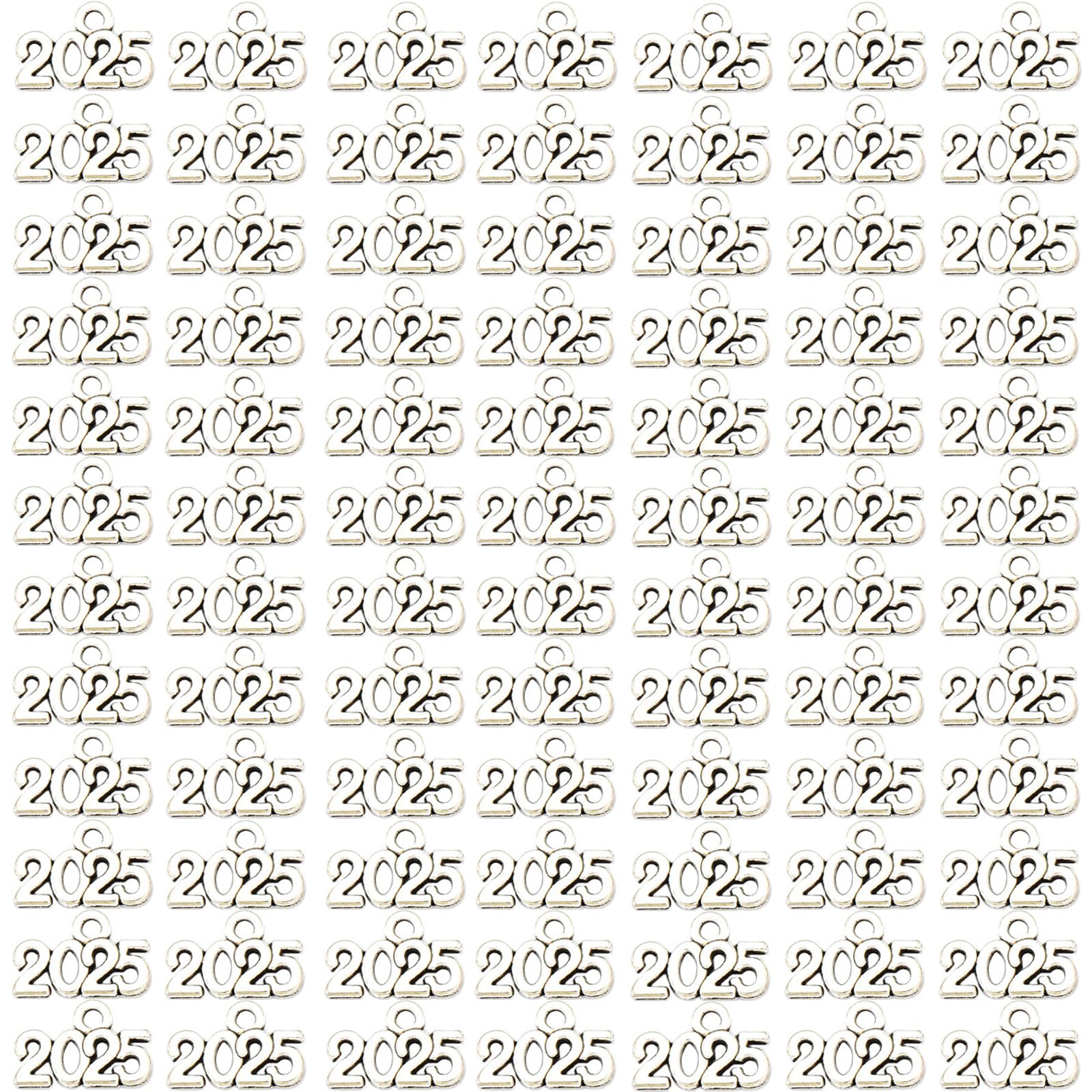 100 Pcs Alloy Year Charms 2025 Graduation Pendant & Charms for Bracelets, Tassel Earrings, Keychain & Jewelry Making Accessory DIY Crafting & Wedding