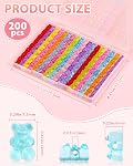 FIVEIZERO 200PCS Perles d'ours gommy acryliques claires , Couleurs transparentes mélangées, 2mm Trou horizontal, Charms d'ours mignons, pour bracelets, colliers, porte-clés, épingles à cheveux