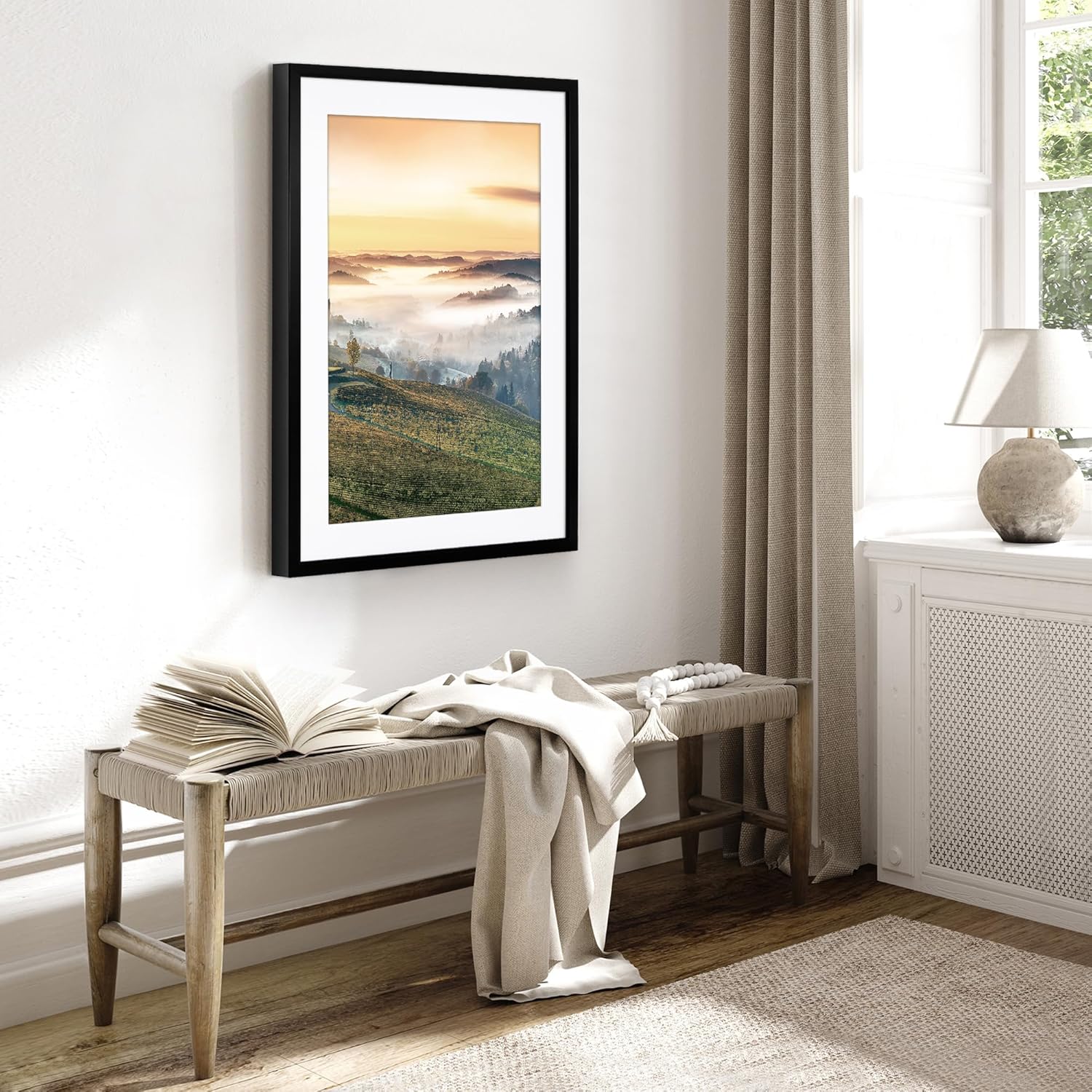 Americanflat 20x28 Picture Frame with Polished Plexiglass - Use as 16x24 Frame with Mat or Display 20x28 Photo Without Mat - Soho Collection - Deep Molding Picture Frames for Wall Display - Black