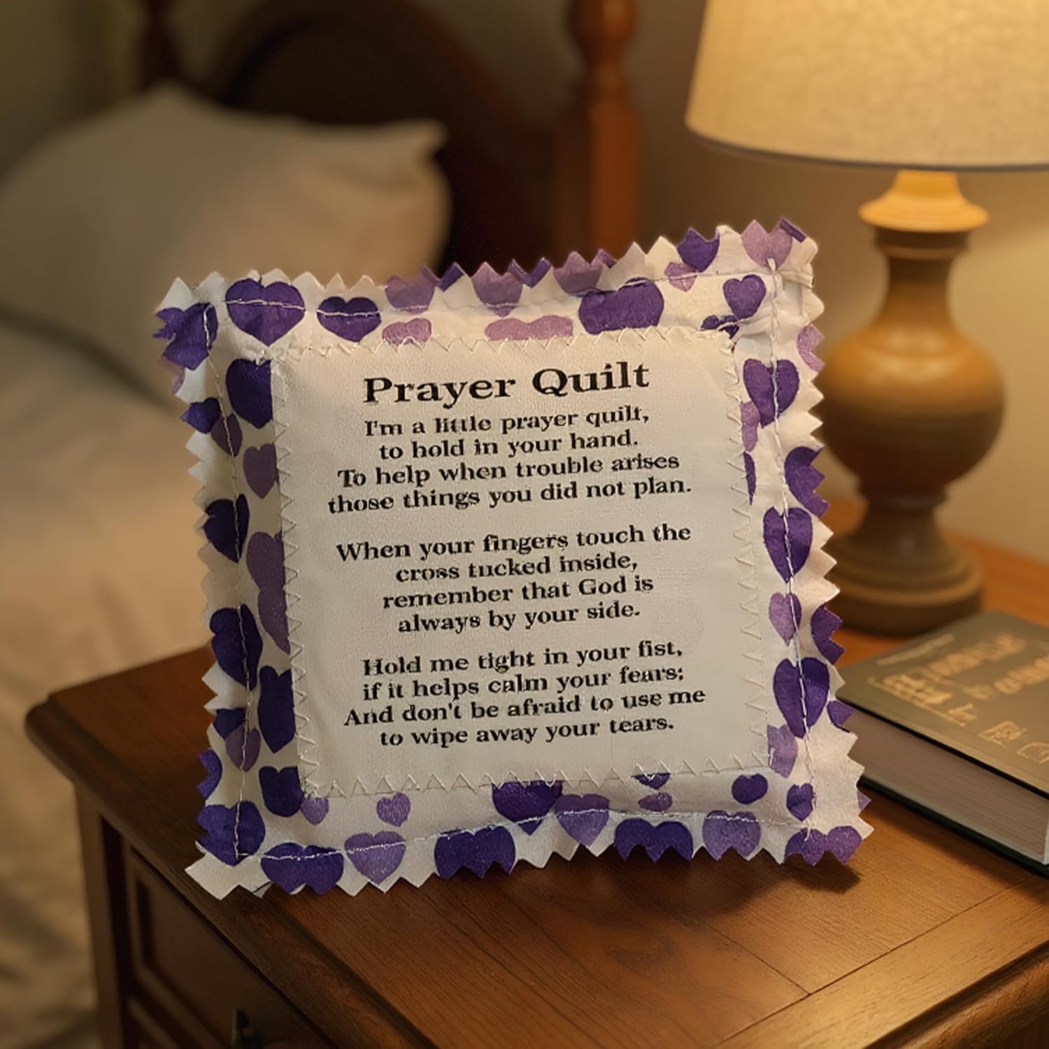 1PC Mini Prayer Quilt with Cross Inside - Square Pocket & Scripture Design, Christian Encouragement Gift for Women/Pastor, Perfect for Christmas & Pastor Appreciation