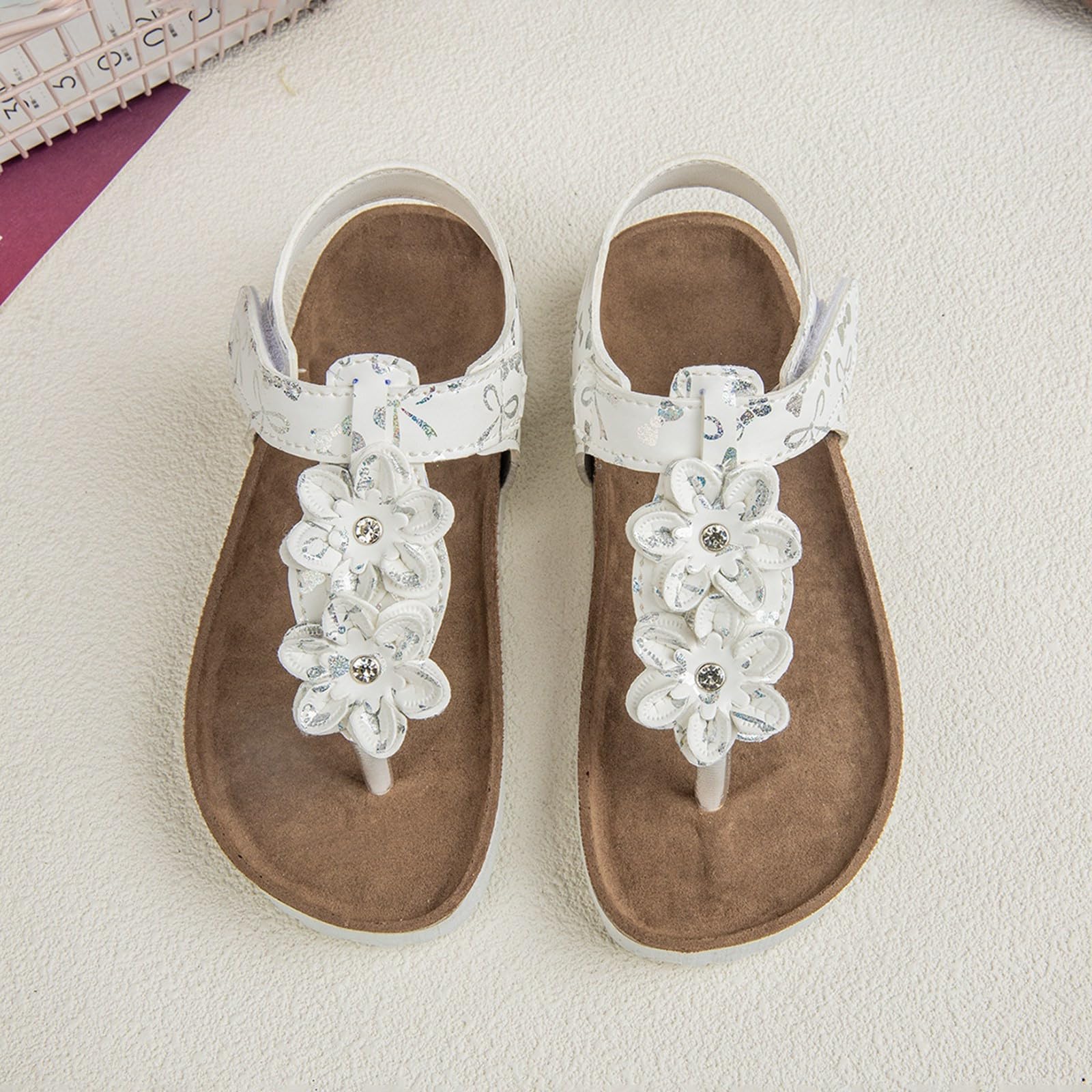 MMRTDJDR Generisch Sandalias para niñas de Talla Grande con Puntera Abierta, Chanclas de Playa Florales para Ocasiones Formales Informales al Aire Libre