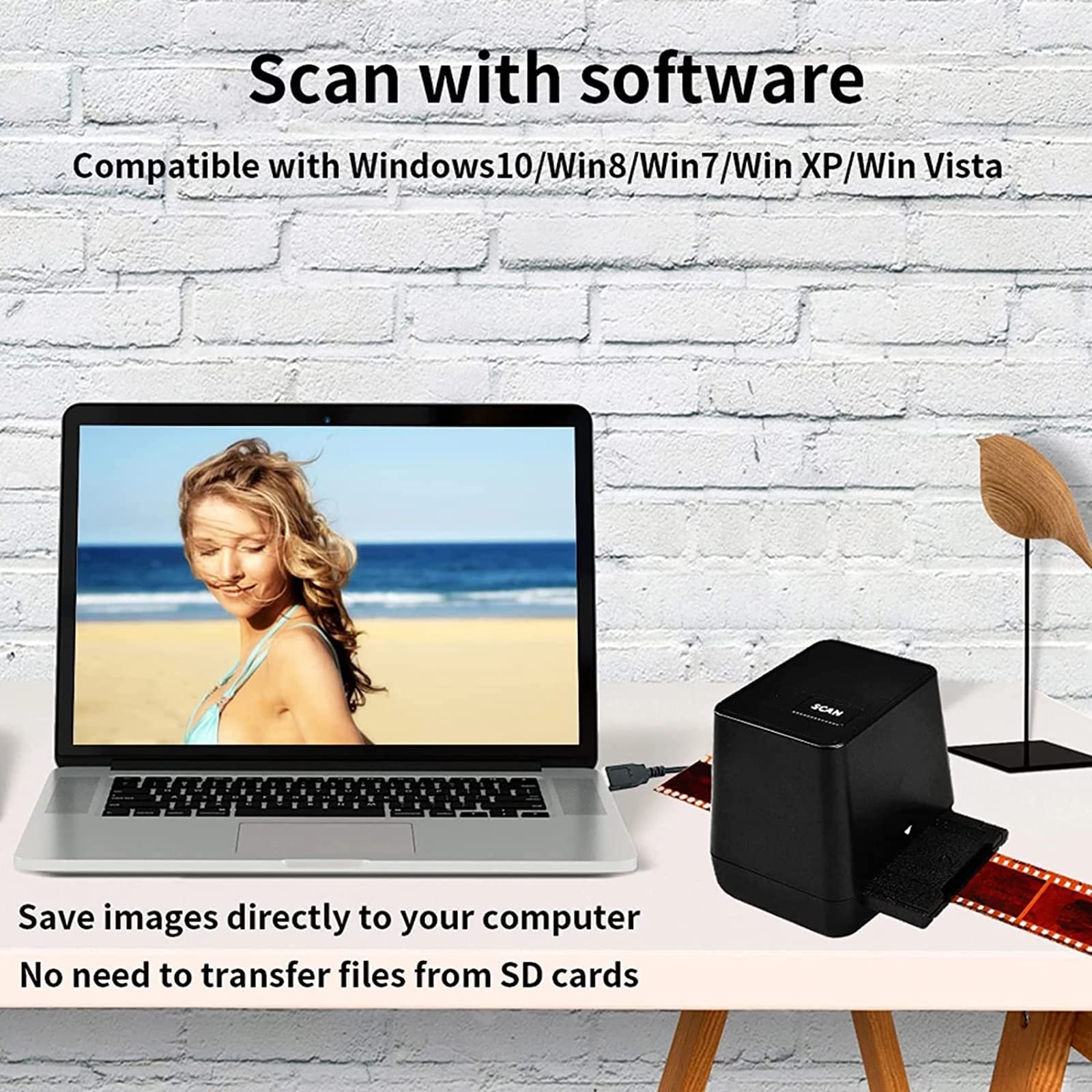 Visualizzatore per Scanner per Diapositive, Scanner per Diapositive per pellicole, Realizzato in Materiale ABS, Scanner per Negativi per pellicole 135 ad Alta Definizione da 17 Milioni, Portatile e