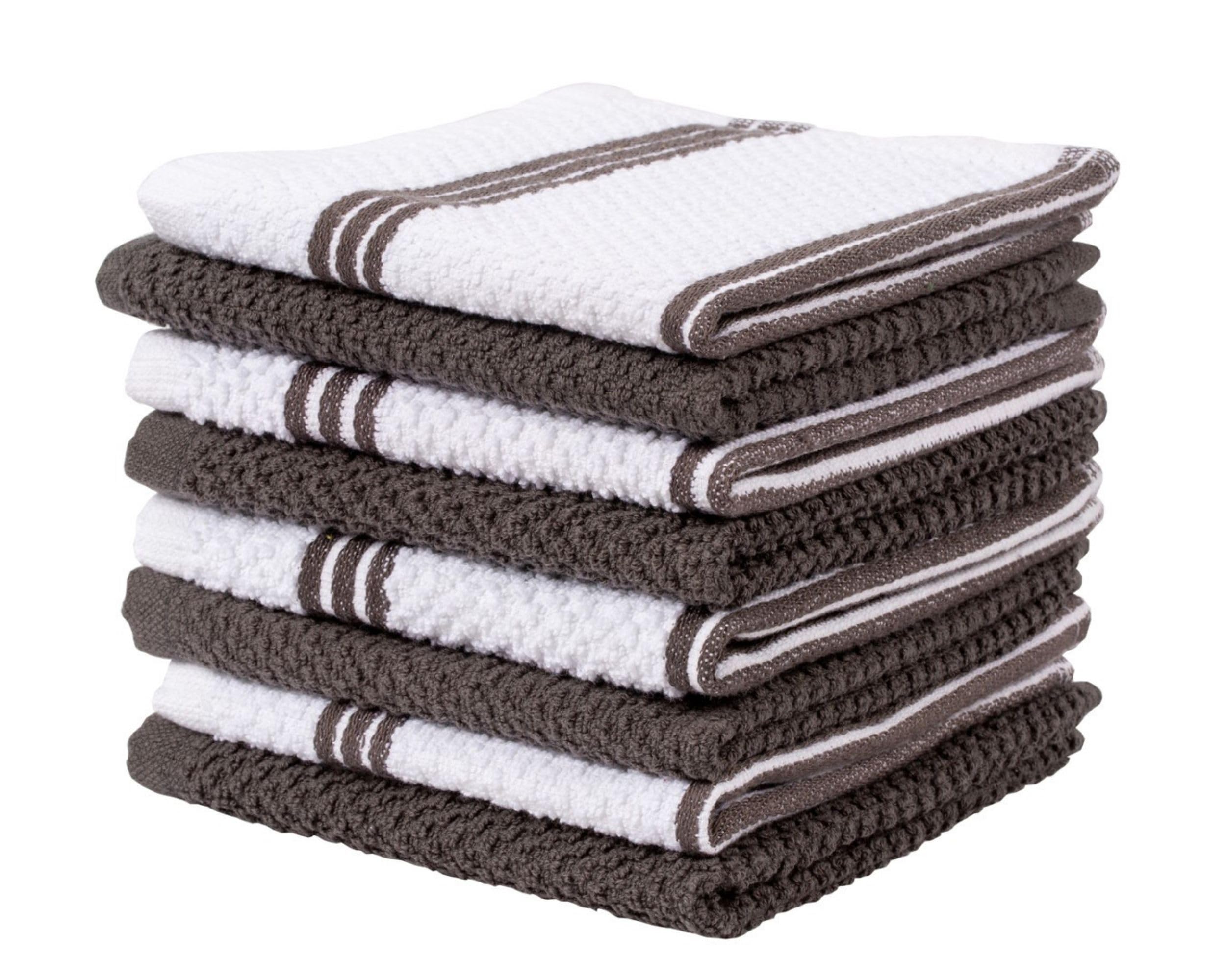 Living Fashions Dark Brown 8 Pack Dish Cloths For Washing Dishes - 100% Cotton Absorbent Dish Towels Size 12" X 12" - Perfect Rags For Washing Dishes - Kitchen Rags And Washcloths For Dishes (Dark Brown)