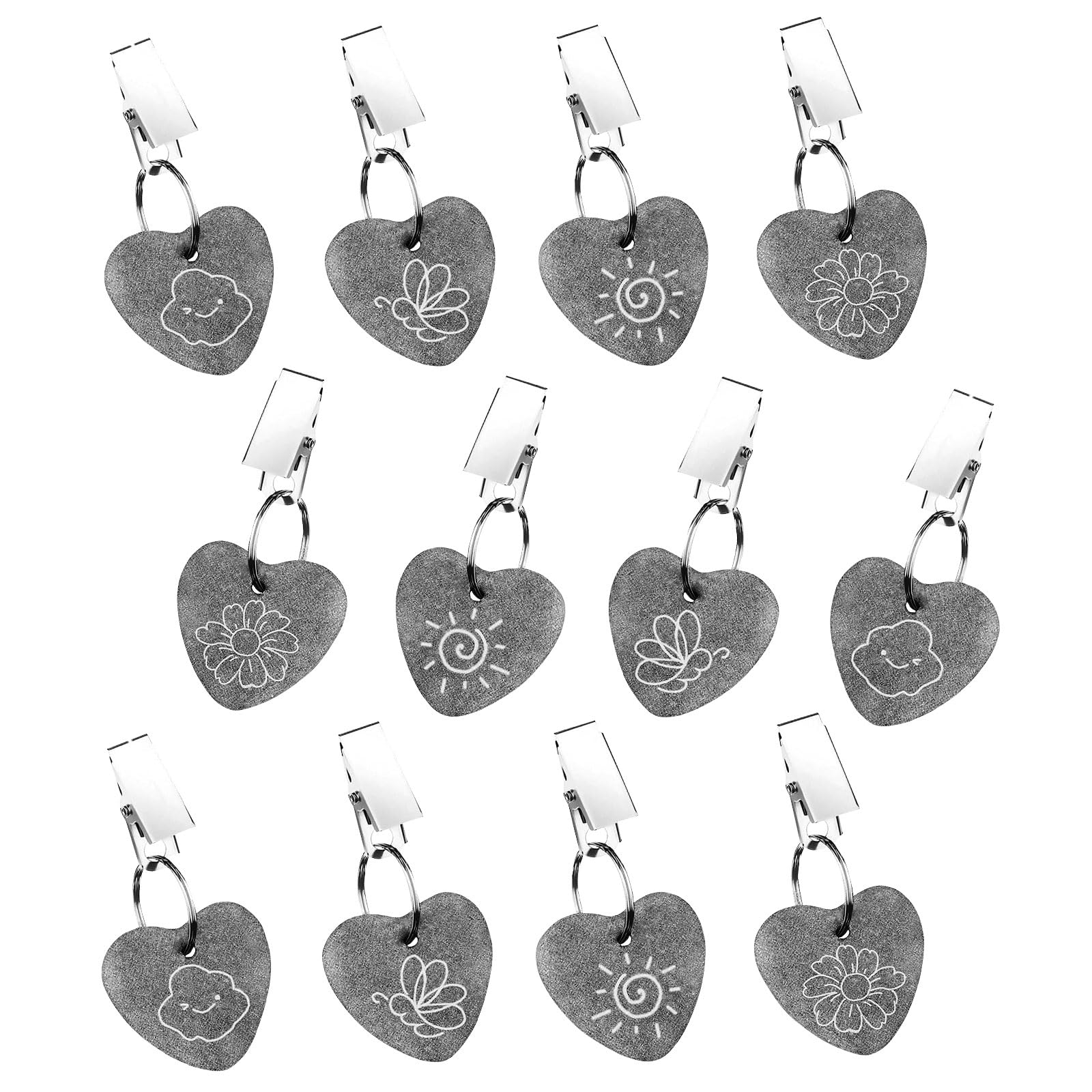 BlyeMichdi 12 Pcs Tablecloth Weights,Stone Table Cover Weights,Tablecloth Weights Clips Curtains Flag Weights Decorative Heart Shape,Table Cloth Pendants Clips for Outdoor Picnic Family Dinner Table