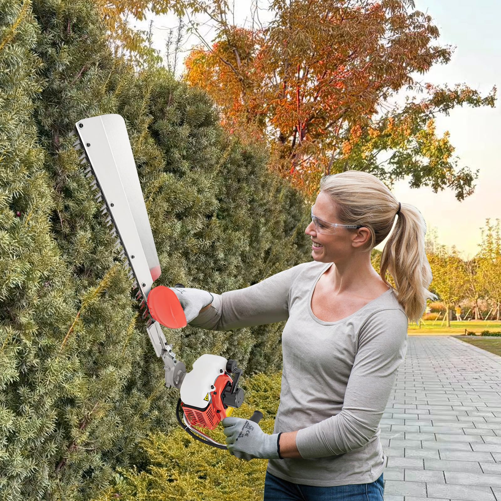 Benzynowe nożyce do żywopłotu, 70 cm, profesjonalne nożyce do żywopłotu z 2-suwowym silnikiem do ogrodu i architektury krajobrazu, lekkie nożyce do żywopłotu spalinowe do grubych gałęzi i żywopłotów