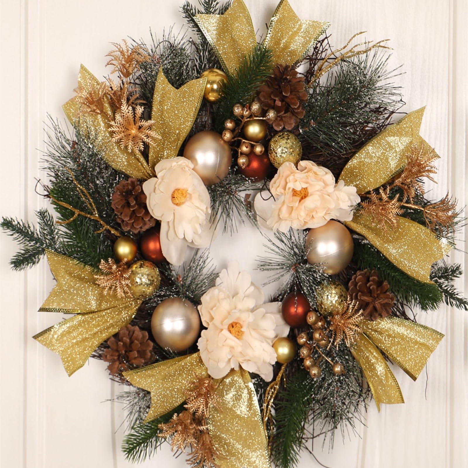Winterkranz Dekokranz Weihnachtskranz for Die Haustürdekoration Mit Schleifen Und Tannenzapfen Adventskranz Christbaumschmuck