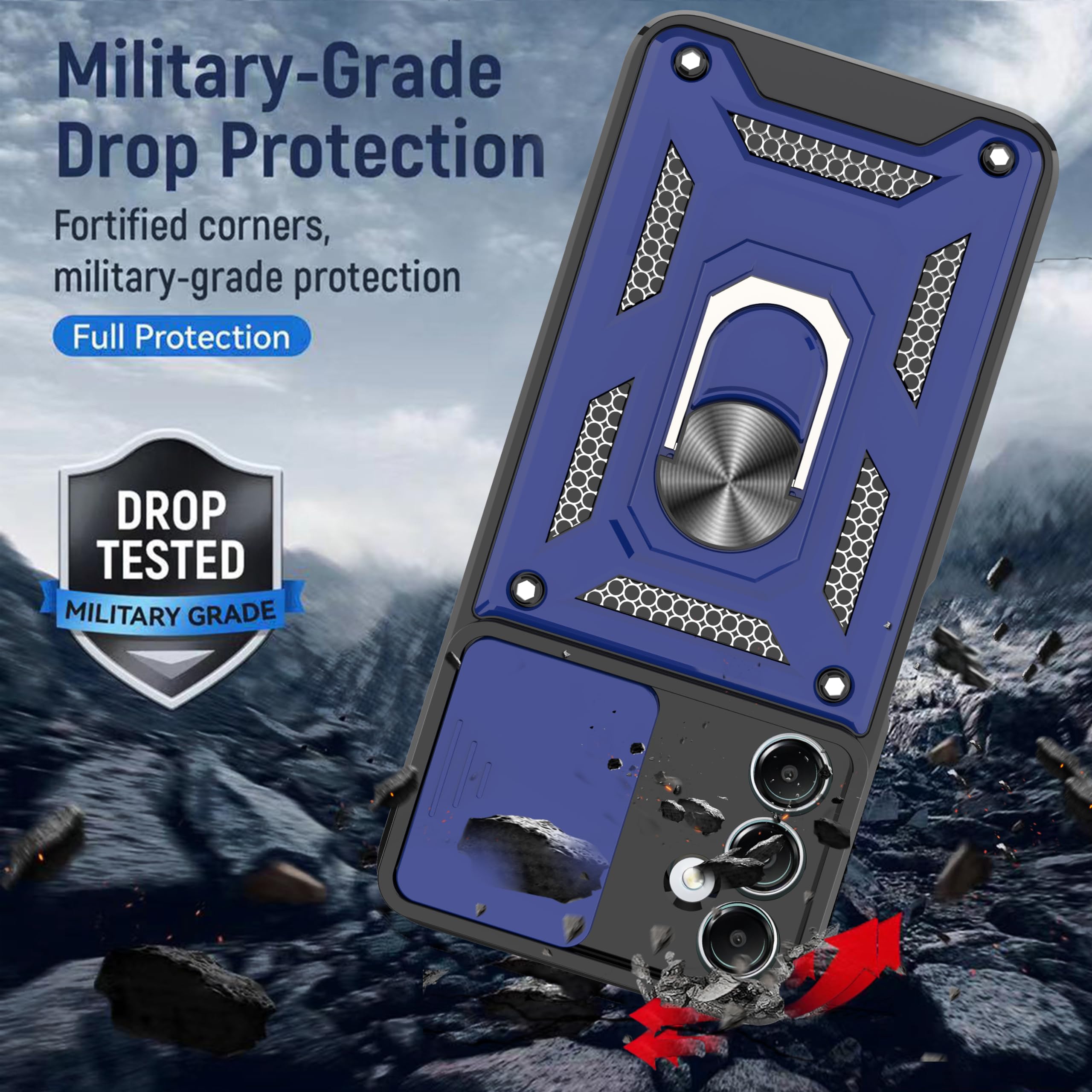 YmhxcY Galaxy A05 Case With Slide Camera Cover - 2 Pack Screen Protector & Magnetic Kickstand