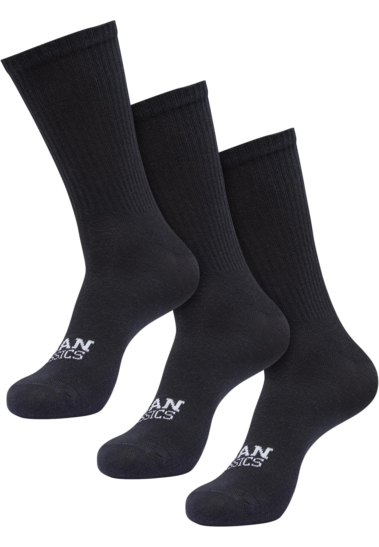 Urban Classics Simple Flat Knit Socks 3-Pack, Black, 47/50 cm