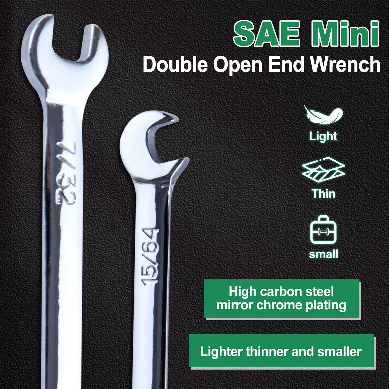 INJOYTEC Mini Double Open End Wrench SAE Wrench Set Super-Thin Open End Wrench Set including Organizer Bag 5/32", 3/16" - Image 2
