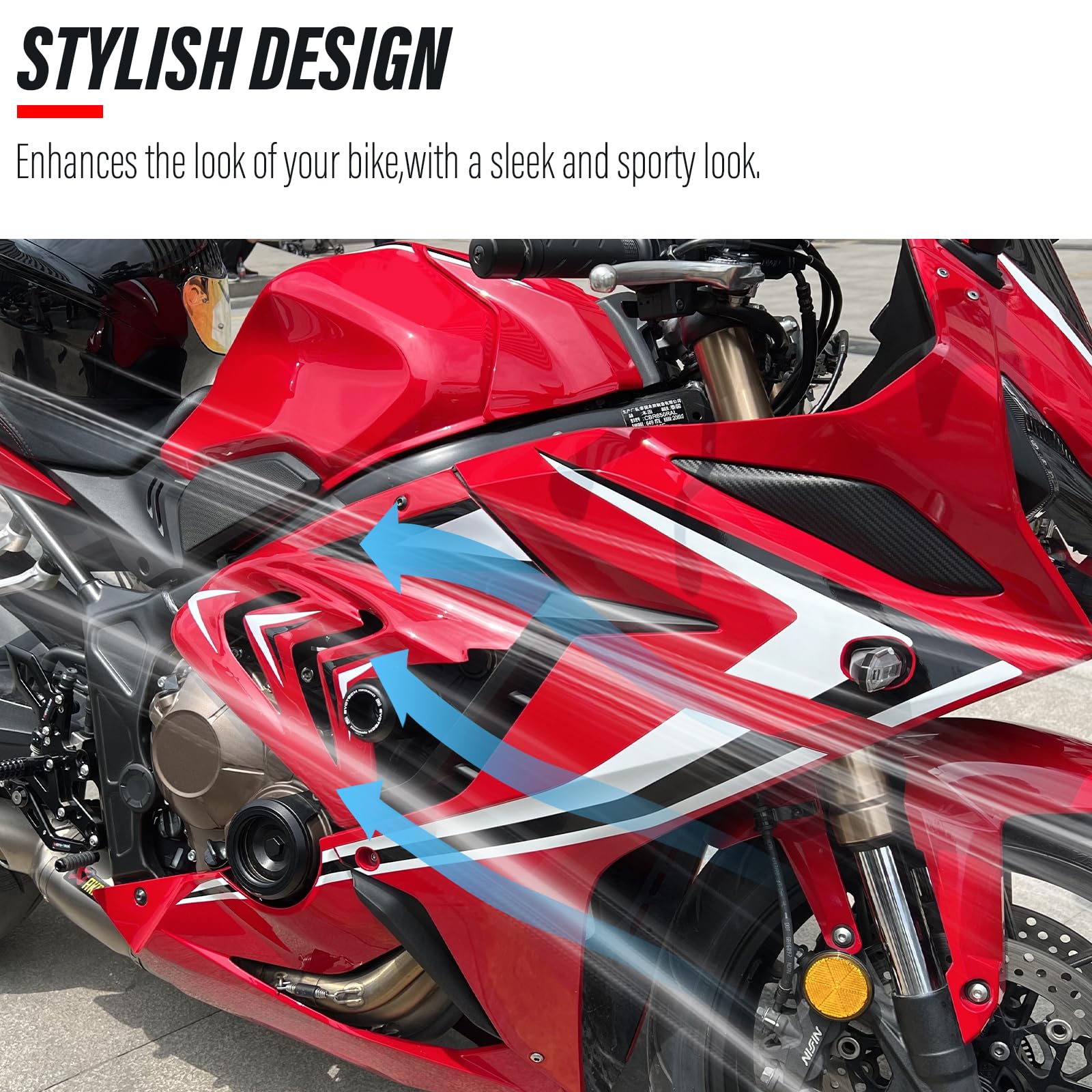 WOOGA Motorrad Seitenverkleidung Abdeckung für Honda CBR650R 2019-2023 Glänzend Schwarz