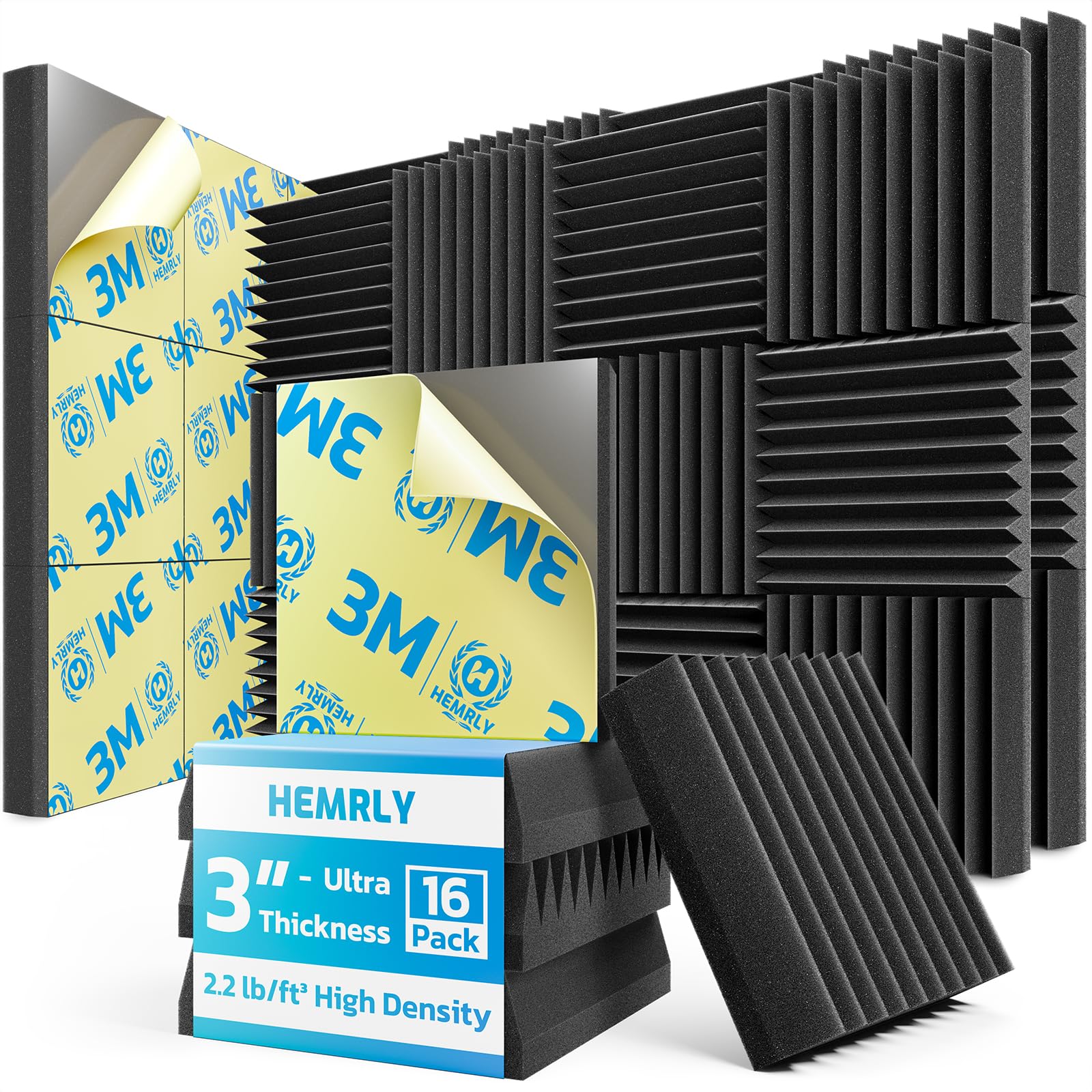 12 Pack Acoustic Panels Self-Adhesive, 1" X 12" X 12" Quick-Recovery Sound Proof Foam Panels, Acoustic Foam Wedges High Density, Soundproof Wall Panels for Home,Studio,Gaming -Black — Amazon image 8