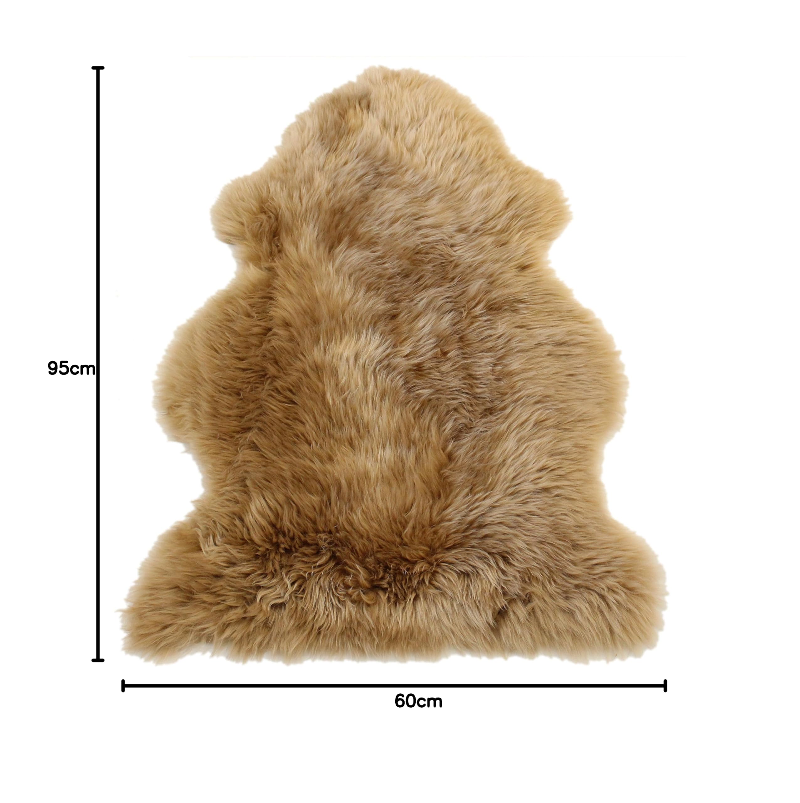Reissner Lammfelle | Finn DF-95-HBR | Echtes Merino Schaffell | Naturform | hoch-/langflorig | Dekofell Couchauflage Bettvorleger Teppich | Hellbraun 95cm