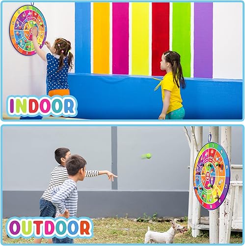 Miniatura 4 de BooTaa Tablero de dardos grande de 20 pulgadas para niños, tablero de dardos para niños con bolas adhesivas, juguetes para niños y niñas, para