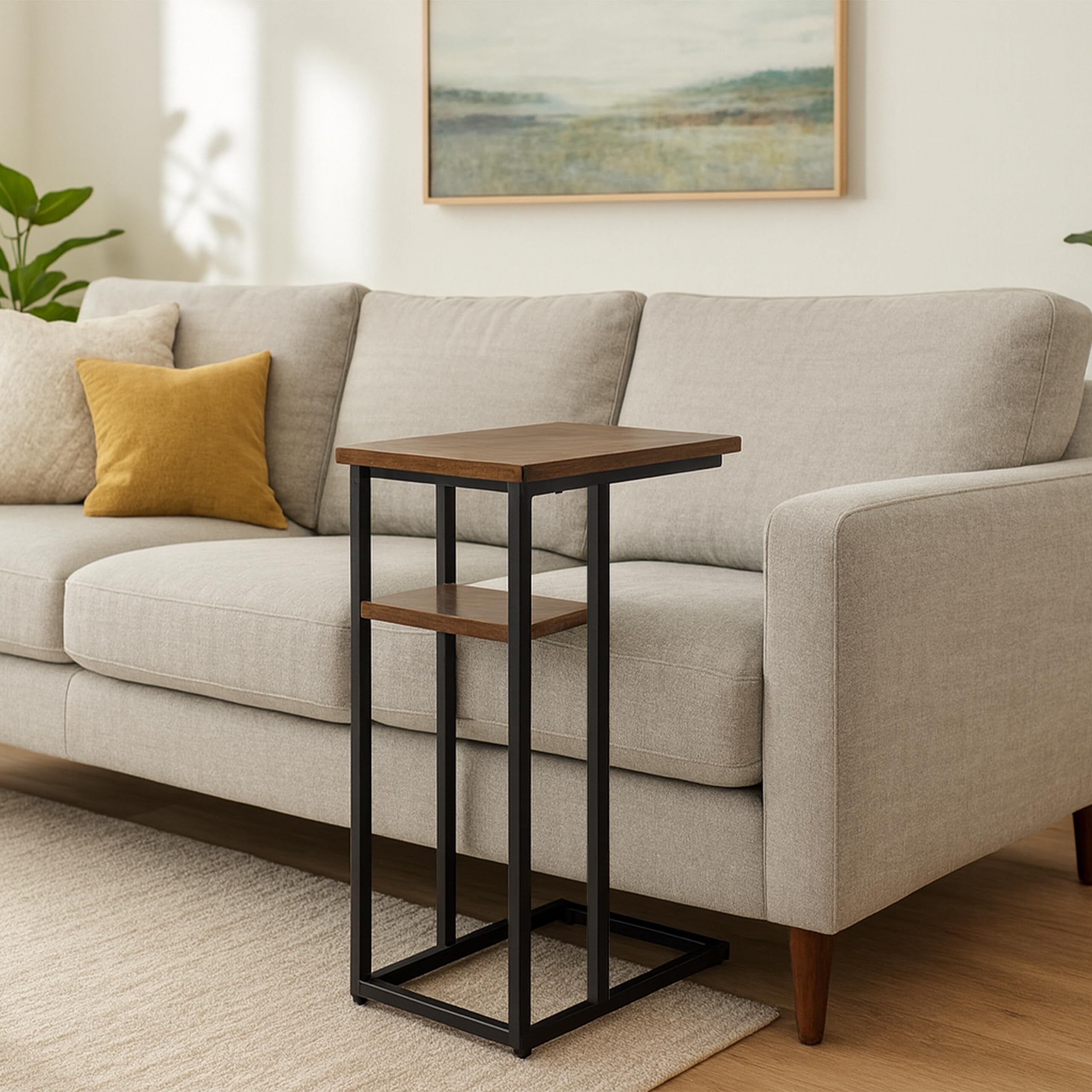 Relaxdays Tavolino, Ripiani Grande e Piccolo, HLP 60 x 40 x 30 cm, per Divano e Letto, Metallo
