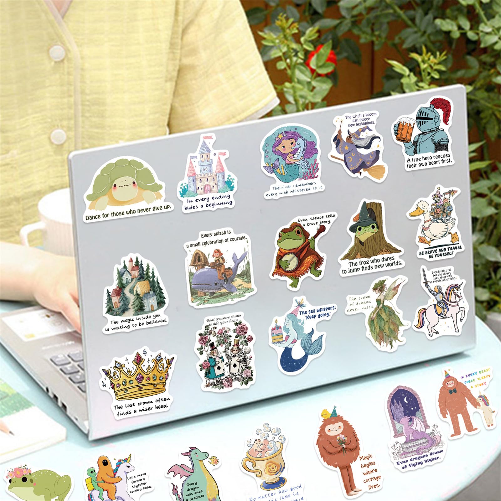 50 adesivi motivazionali per adulti, adesivi motivazionali con animali da favola, per adolescenti, album di ritagli, laptop, citazioni positive, adesivi in vinile per Vision Board Forniture (fiabe)