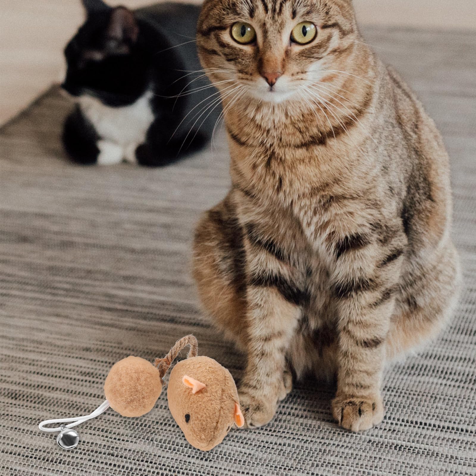 POPETPOP Lot de 6 Jouets Interactifs pour Chatons et Chats en Peluche avec Clochettes, Souris Colorées pour Vie Quotidienne, Jouets Résistants aux Morsures et Engageants