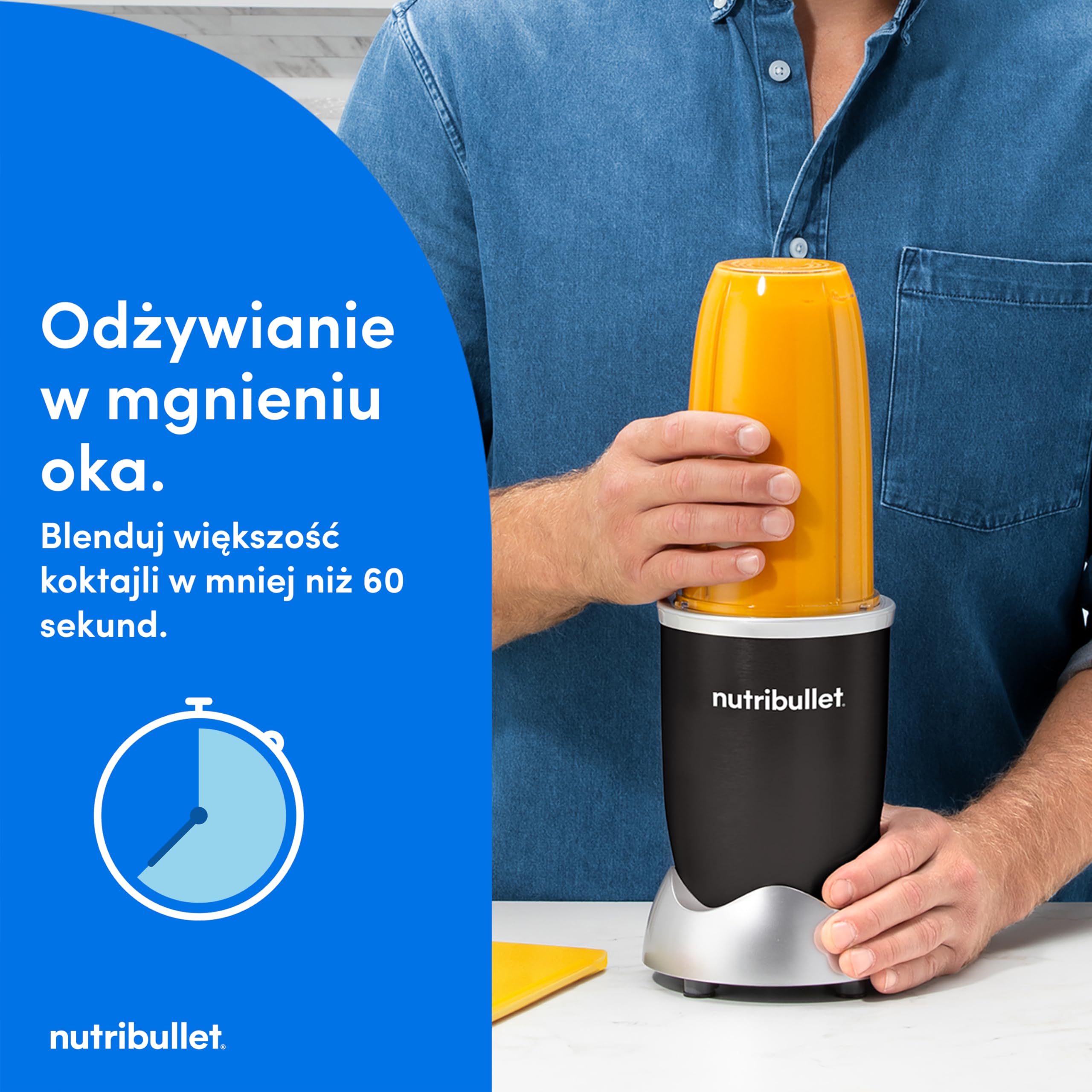 nutribullet Original 600, blender elektryczny, rozdrabniacz, smoothie maker, blender wielofunkcyjny, moc 600 W, Czarny, NB603B