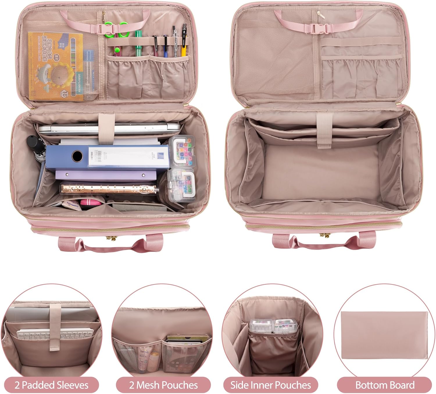 Rolling Teacher Bag with Wheels, Teacher Tote Bag with Detachable Trolley, Fits for 15.6" Laptop(Patent Design) - Image 2