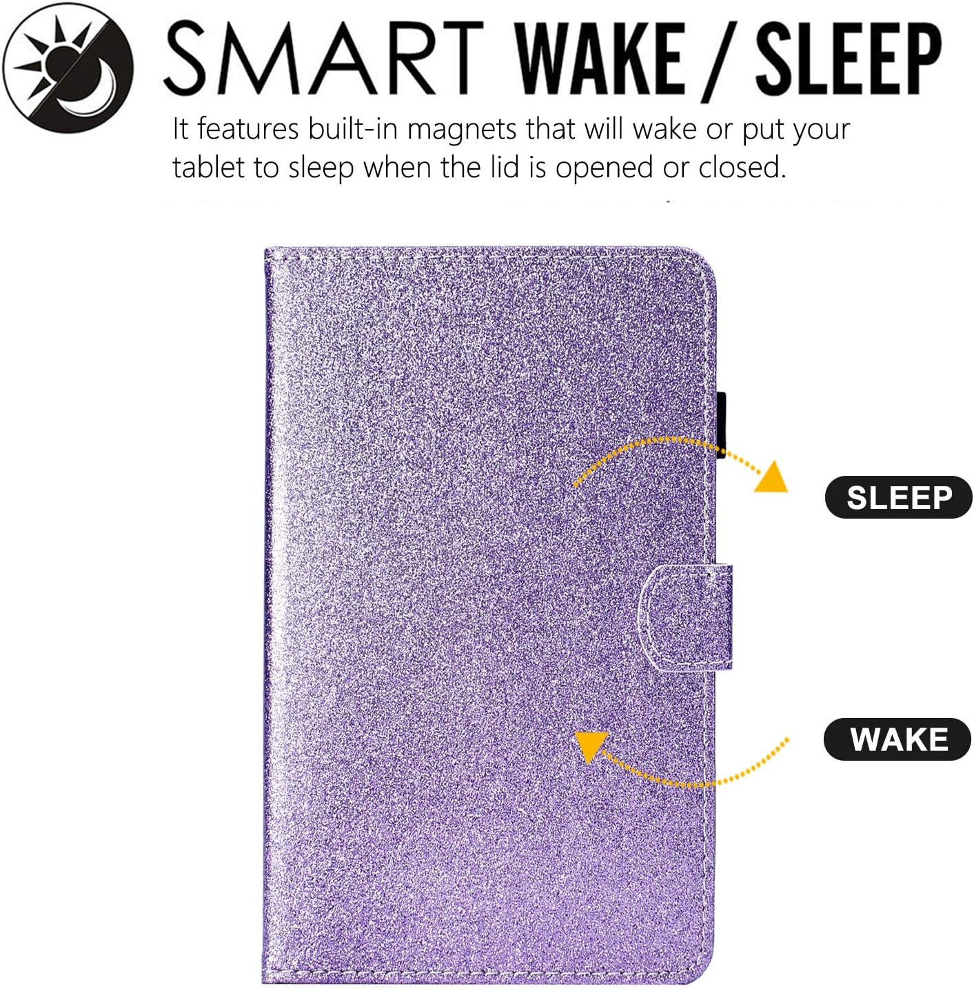 Dteck for Fire HD 8 (8th/7th/6th Generation) Smart Folio Tablet Case 2018/2017/2016 Release (8") with Auto Sleep Wake/Stand/Card Slots/Stylus, PU Leather Protective Cute Slim Magnetic Cover, Purple