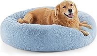 Vista 58 de Bedsure - Cama relajante para perro mediano, lavable, tipo dona, cama para gato, antideslizante, redonda, afelpada, mullida, de piel sintética