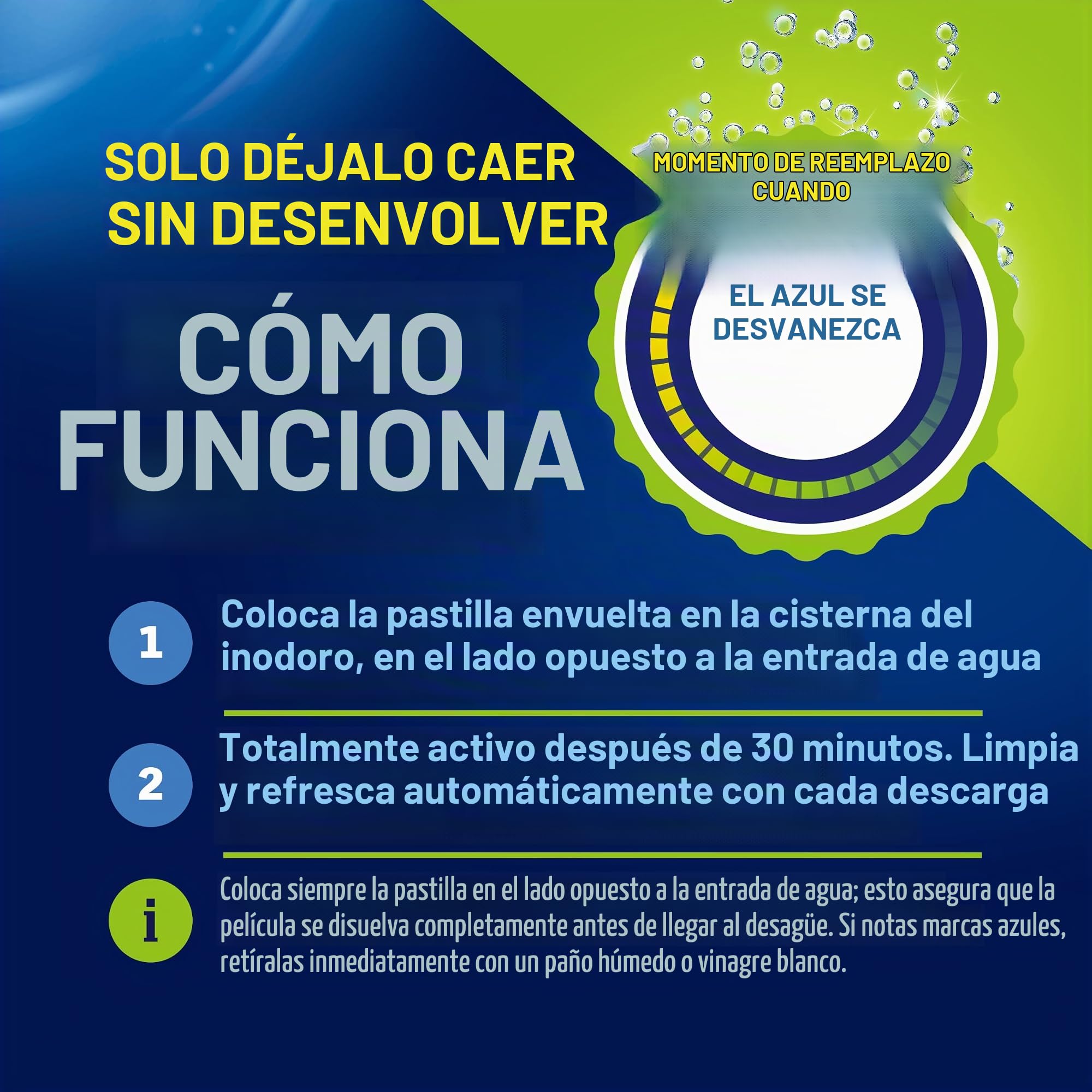 WoldoClean 2in1 Pastillas Cisterna WC Limpiador – Antical Agua Azul 40 | discos WC, limpiador inodoro, antical, inodoro sin reborde, empotrada