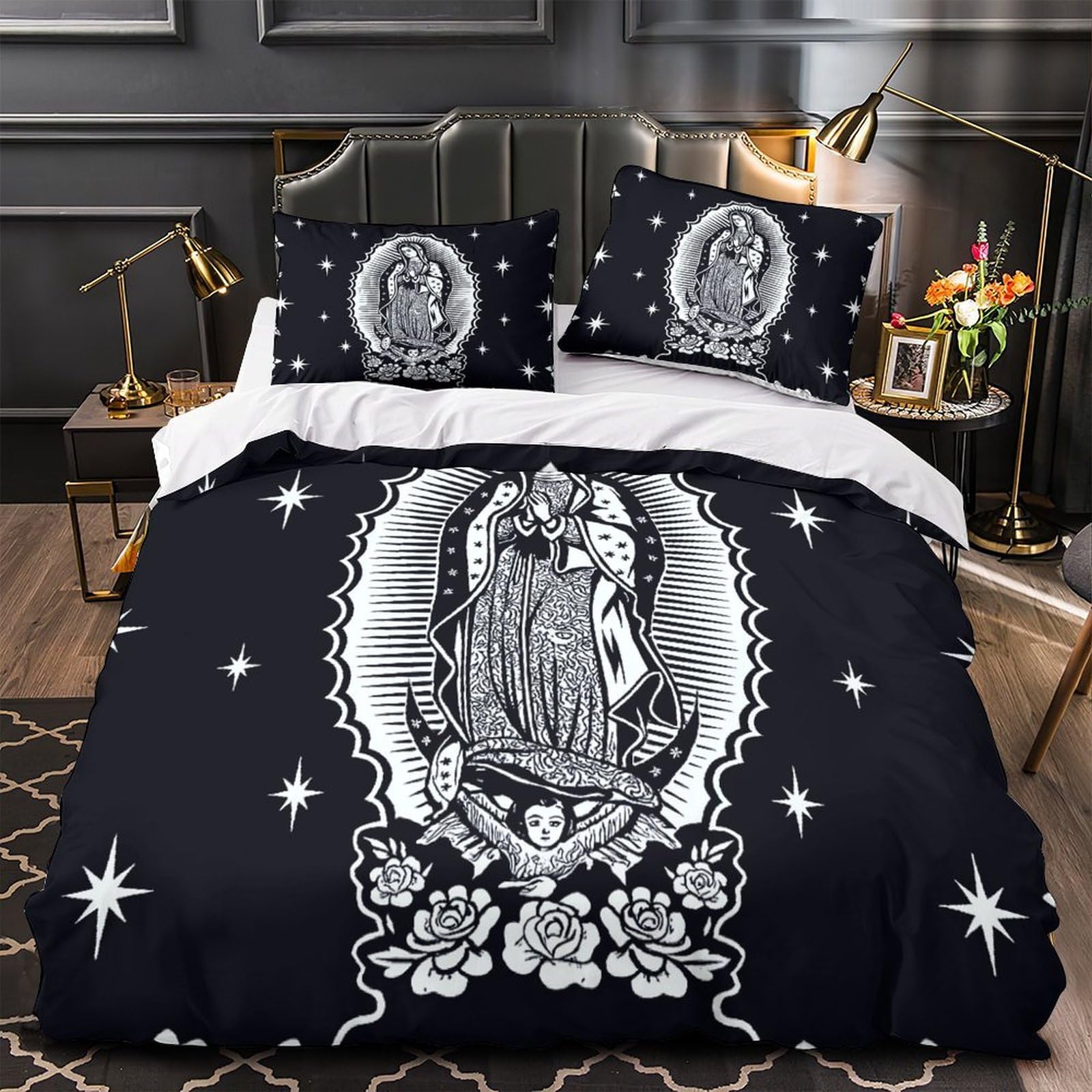 Parure de lit Vierge Marie 135x200cm avec housse de couette imprimée 3D