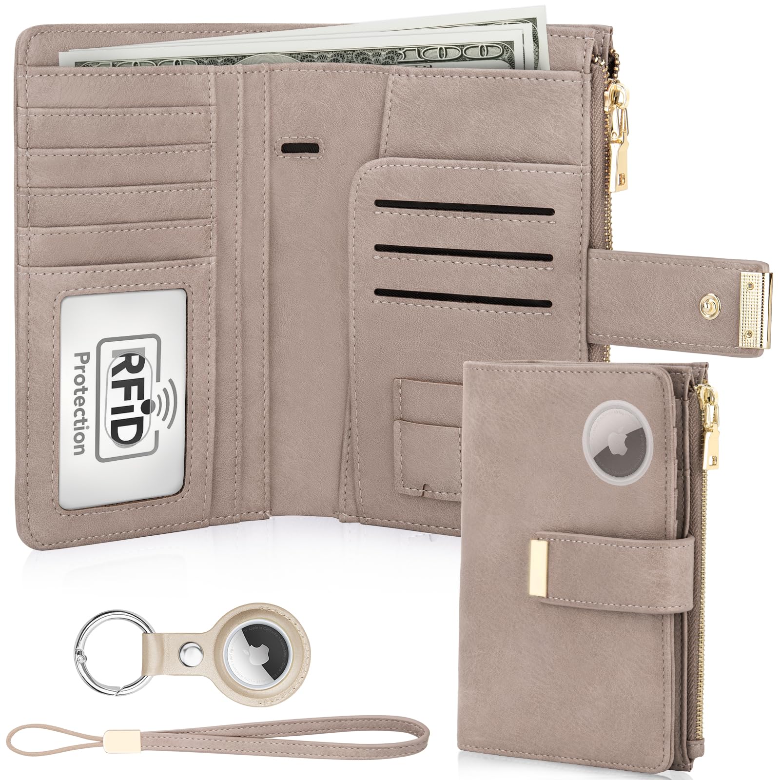 HUANLANG Passport Holder with Airtag for Women/Men, Airtag Passport Wallet for Travel Leather Passport Holder RFID Blocking,Travel Passport Walelt