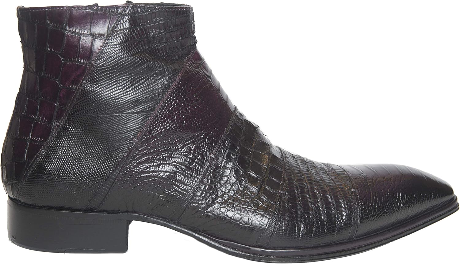 Jo Ghots 1489 Italian Mens Burgundy Lizard Print Leather Ankle Boots