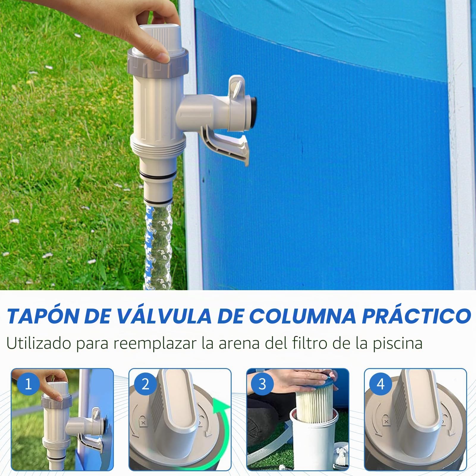 Válvula de émbolo de piscina Plus para piscina sobre el suelo, válvula de pistón 2 en 1, piezas de repuesto para piscina, accesorios para piscina Intex/Bestway/Coleman, válvula de cierre para piscinas