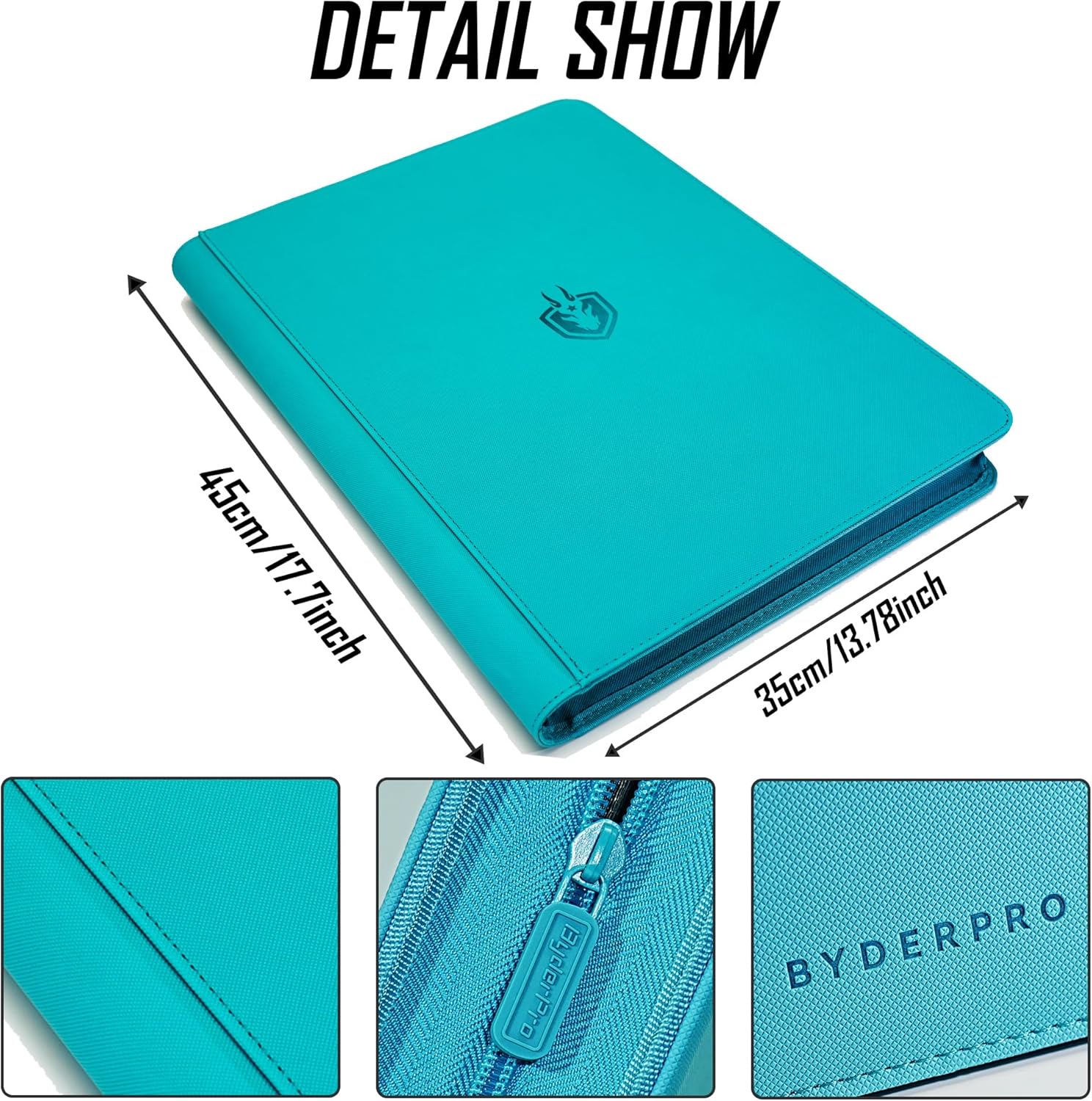 Premium-SZ 1024 Pockets Zipper Card Binder,16 Pocket,Colorful Design, Ringless Side Loading Trading Card Album, Folder for TCG,MTG,Sports other Cards - Teal(no tag)