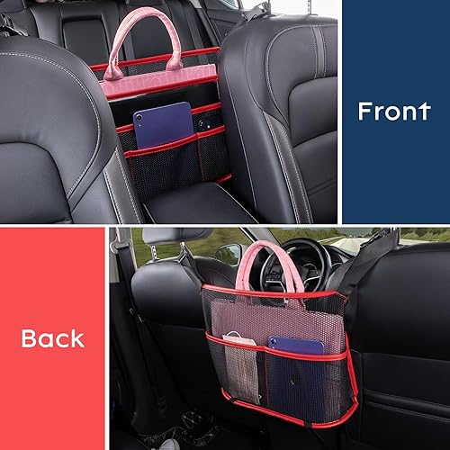 Miniatura 4 de eing Organizador de asiento de automóvil, bolsa de almacenamiento para respaldo de asiento, soporte de bolsillo de red para automóvil, barrera de