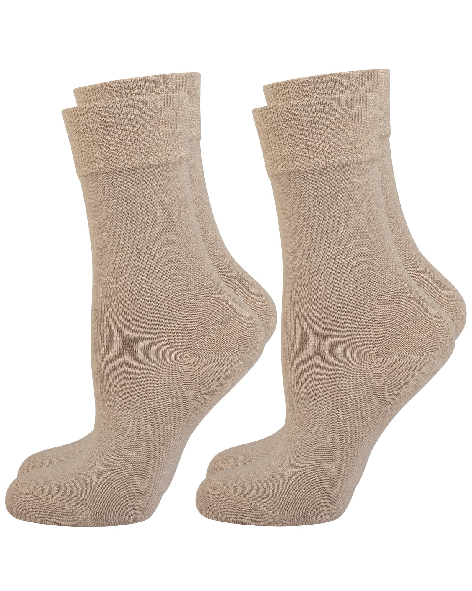 Nur Die Women's Beige Grey 2Er Pack Komfort Socken Damen Weich Komfortbund Bambus-Socke, 16