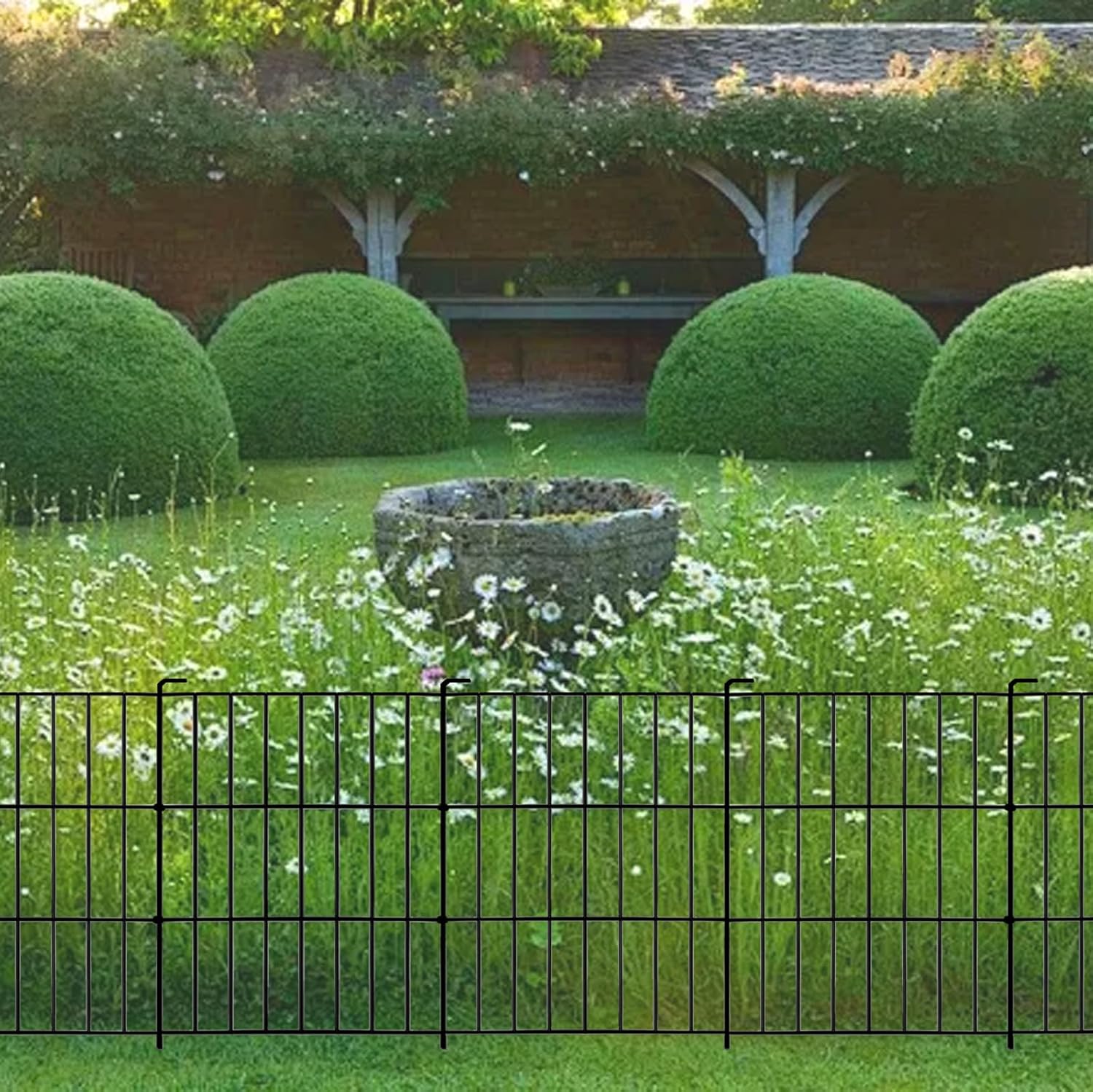 10 Pack Animal Barrier Fence, 16 in (H) x 10 ft (L) Rustproof Metal No Dig Fence Decorative Garden Fencefor Dog, Flower Bed Protector, Décor