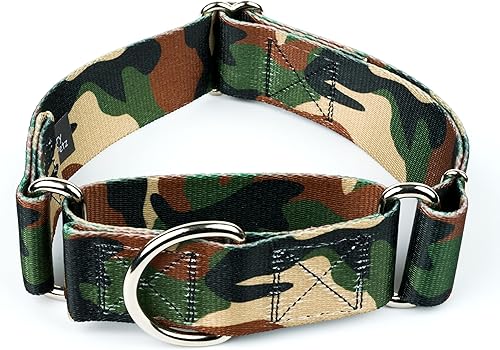 Country Brook Petz - Collar para perro Martingala de camuflaje de Woodland HD, colección de camuflaje con 10 diseños resistentes (1 12 pulgada,