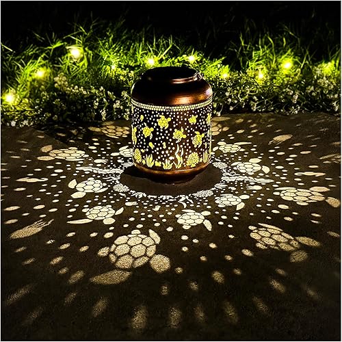 TIGGSY Faroles solares de tortuga marina impermeables para exteriores, luces solares colgantes de tortugas marinas, regalos para mujeres, luz