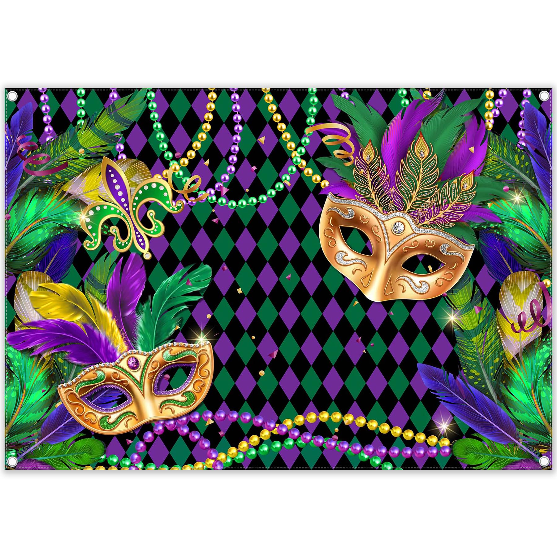 Hnmdmyi 2.4x1.8m Toile de Fond Mardi Gras Mascarade Soirée Danse Masque