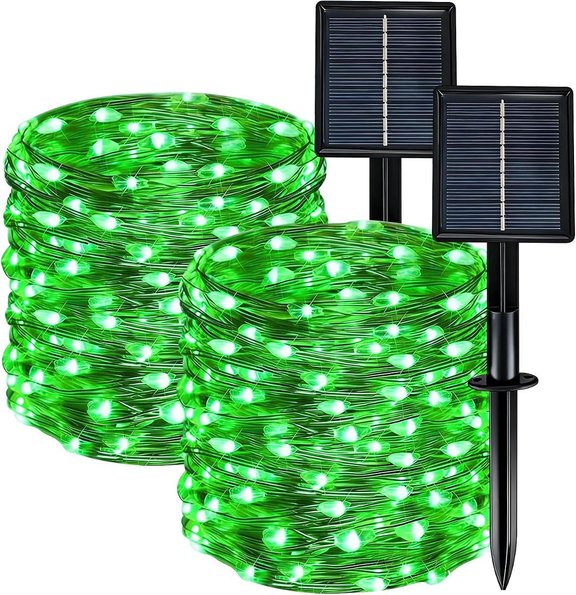 Solar String Lights Outdoor Waterproof 2 Pack Total 66ft 200LED 8 Modes Twinkle Lights Solar Fairy Lights for Patio, Garden Yard Party Wedding Tree Christmas Halloween Decoration, Green
