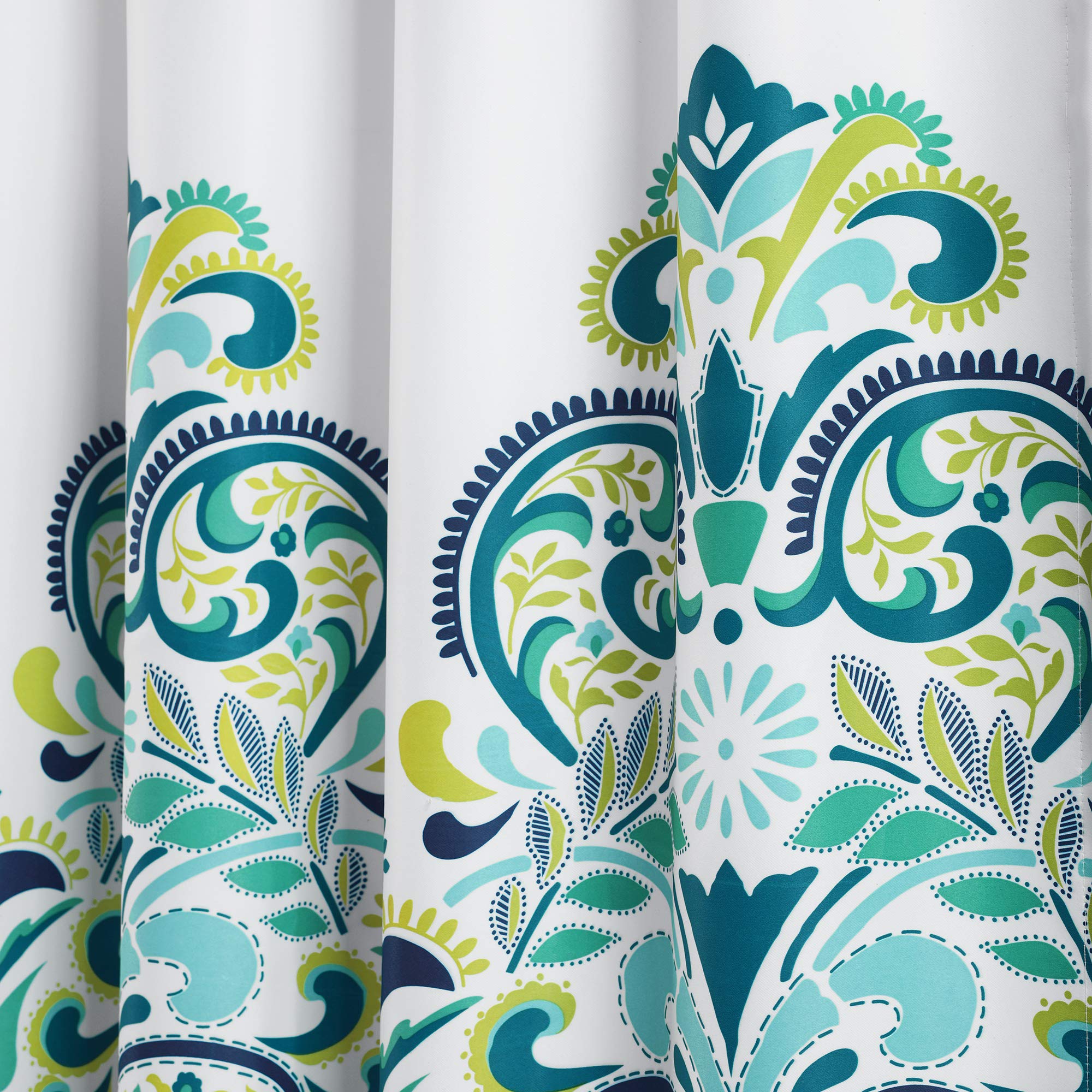 Lush Decor, Rideaux Clara Bleu et Vert Motif Cachemire damassé Style bohémien pour Salon, Salle à Manger, Chambre à Coucher (Paire), 213,4 x 132,1 cm