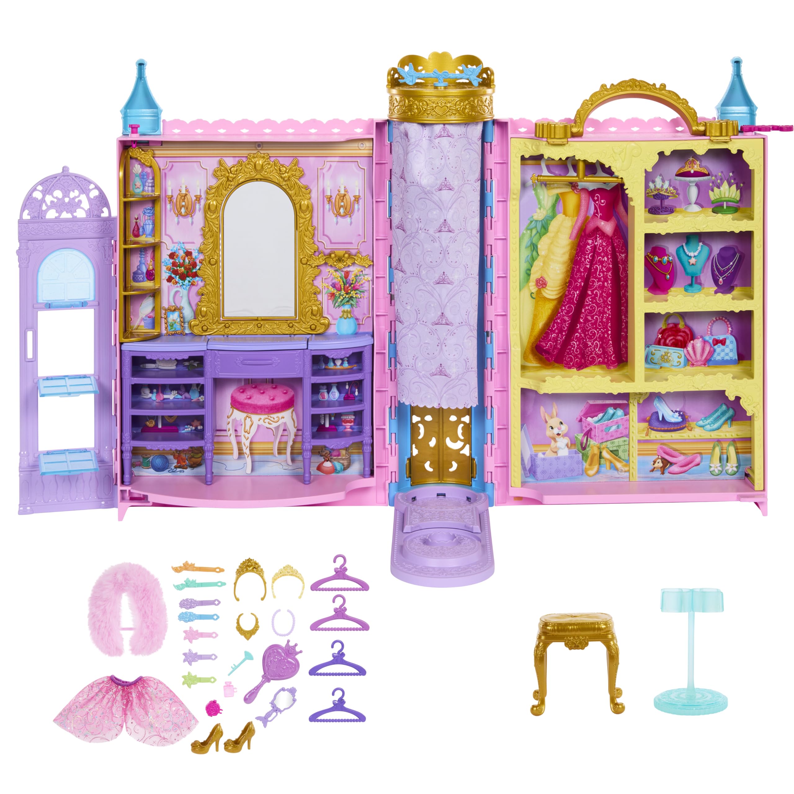 Disney Princess HXC20 Tokimeki Closet Rapunzel Doll House Pretend Play Accessories Included (Doll Sold Separately), Pink