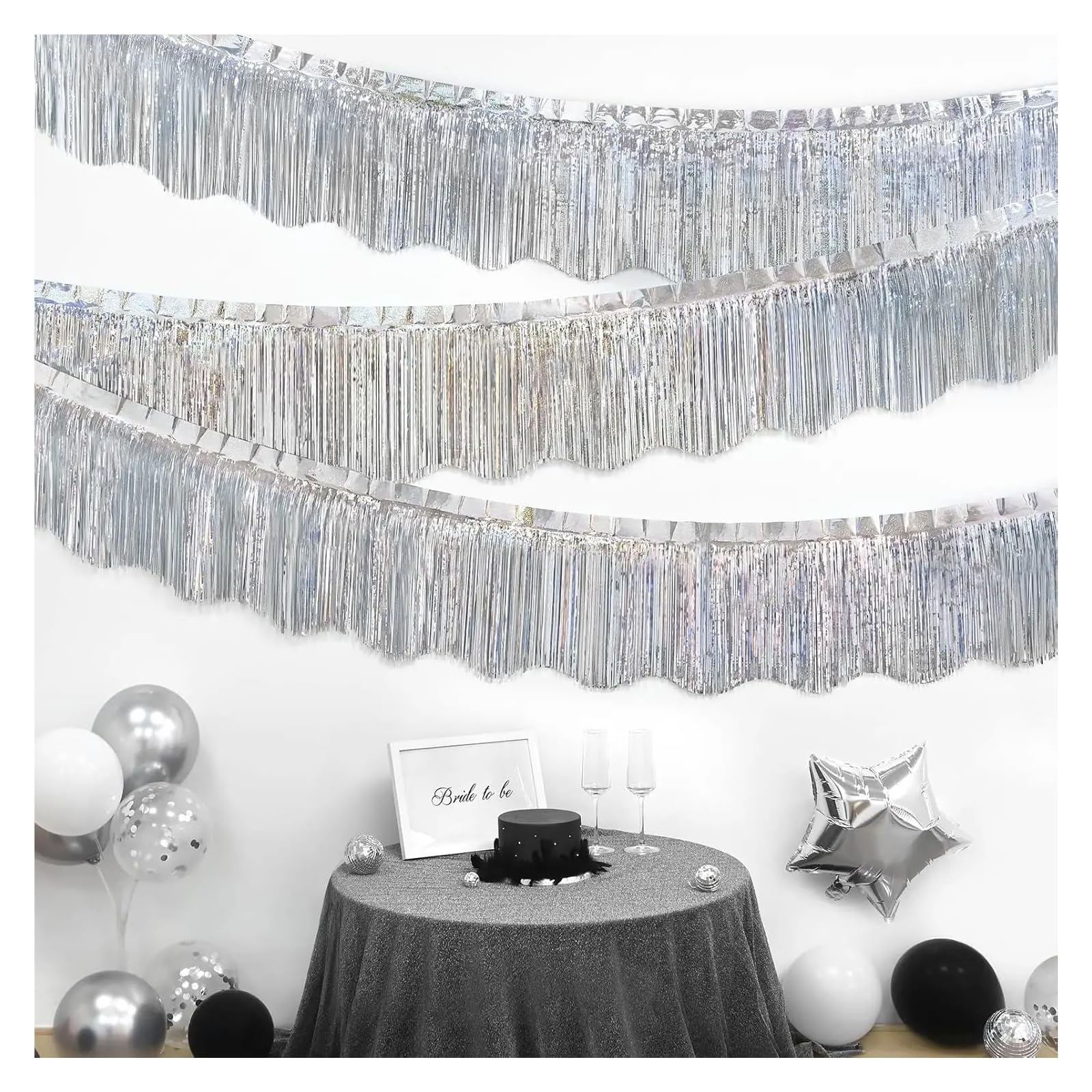 Cortinas decorativas con flecos 6 piezas de flecos aluminio ondulados