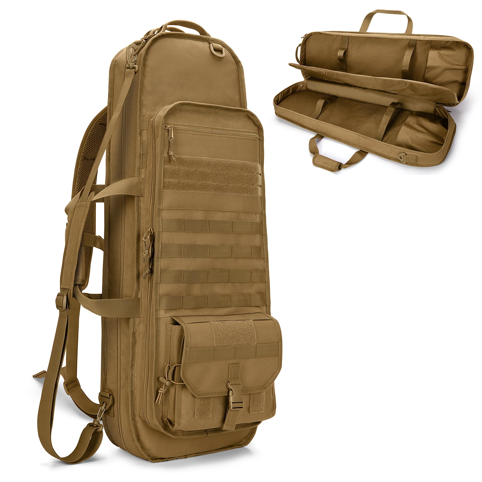 GOBUROS Tactical Rifle Bag Backpack Fits 32” Rifles, Soft Rifle Case